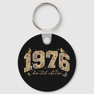 Floral 50th Birthday Limited Edition 1976 Key Ring