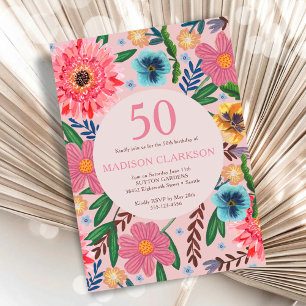 Floral 50th Birthday Party Garden Invitation