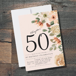 Floral 50th Birthday Thank You Card