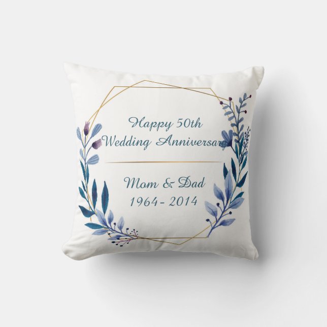 Floral 50th Wedding Anniversary Classic Cushion (Front)
