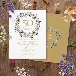 Floral 50th Wedding Anniversary Save the Date Postcard