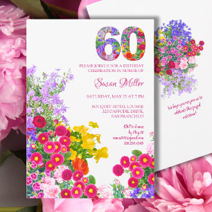 Floral 60th Birthday – Garden Celebration Design Invitation