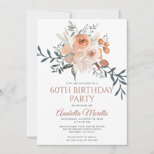 Floral 60th Birthday Invitation