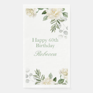 Floral 60th Birthday Pastel Napkin