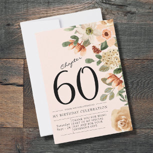 Floral 60th Birthday  Thank You Card