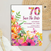 Floral 70th Birthday Elegant Butterfly