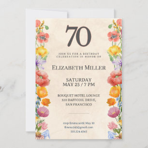 Floral 70th Birthday – Elegant Garden Design 70 Invitation