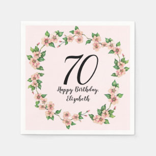 Floral 70th Birthday Pretty Blush Pink Napkin