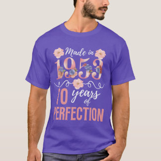 Floral 70Th Made 1953 70 Years Of Perfection famil T-Shirt
