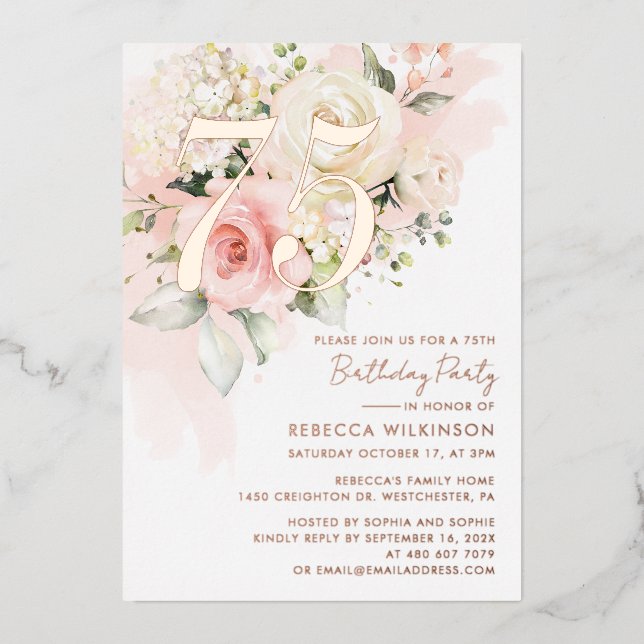 Floral 75th Birthday Party (Front)