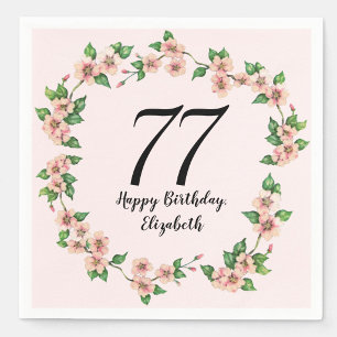 Floral 77th Birthday Pretty Blush Pink Napkin