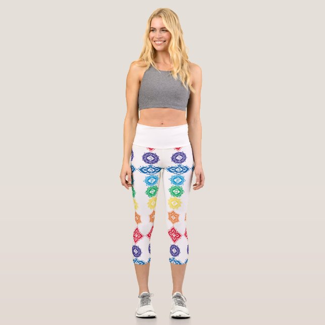 Floral 7 Chakras Capri Leggings (Front)
