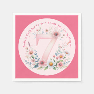 Floral 7th Birthday Custom Seven Fairy Princess Napkin