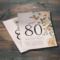 Floral 80th Birthday Budget Invitation