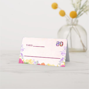 Floral 80th Birthday Party - Elegant Pastel 80 Place Card