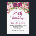 Floral 80th Birthday Purple Pink Watercolor Modern Invitation<br><div class="desc">Chic Floral Purple Pink Watercolor 80th Birthday Invitation 
The design features watercolor magenta purple,  blush pink and orange flowers.</div>
