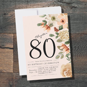 Floral 80th Birthday Thank You Card