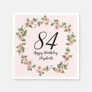 Floral 84th Birthday Pretty Blush Pink Napkin