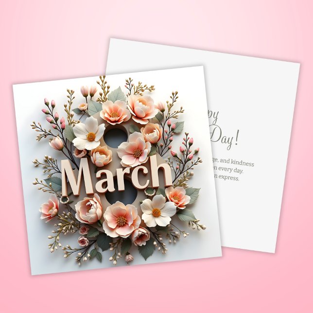 Floral 8 March International Women's Day Holiday Card (Floral 8 March International Women's Day Holiday Card)