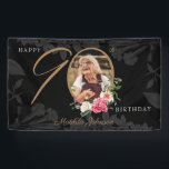Floral 90th Birthday Black Gold Custom Photo Banner<br><div class="desc">Floral 90th Birthday Black Gold Custom Photo Banner. A delicate and feminine floral and botanical themed 90th birthday party banner. It features beautiful flowers surrounding the photo of the birthday person all with a hint of vintage classiness! The designer is always ready to help, contact her if you need help...</div>