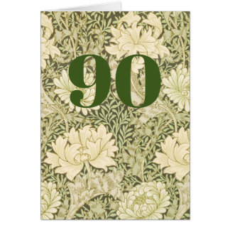 Floral 90th Birthday Folded Greeting Card