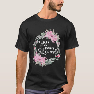 Floral 92 Years Old Bday Present Men Women 92nd Bi T-Shirt