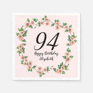 Floral 94th Birthday Pretty Blush Pink Napkin
