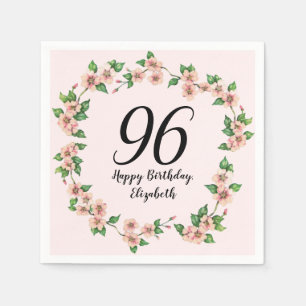Floral 96th Birthday Pretty Blush Pink Napkin