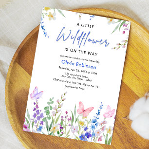 Floral A Little Wildflower Baby Shower Invitation