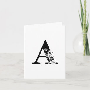 Floral A Monogram On White Note Card