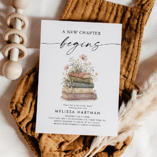 Floral A New Chapter Begins Storybook Baby Shower Invitation