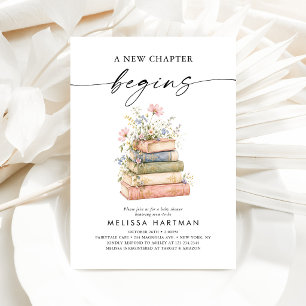 Floral A New Chapter Begins Storybook Baby Shower Invitation
