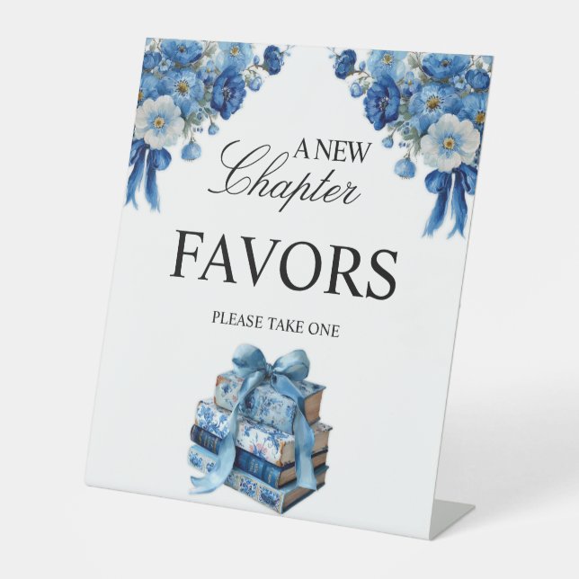 Floral A New Chapter Bridal Shower Tabletop Sign (Front)