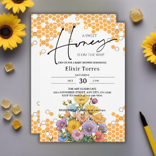 Floral A Sweet Honey Bee Baby Shower Invitation