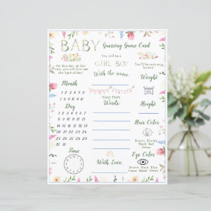 Floral ABC Alphabet Baby Shower Guessing Game