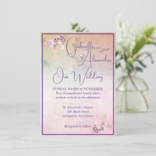 Floral Above The Clouds Rose Wedding Invitation