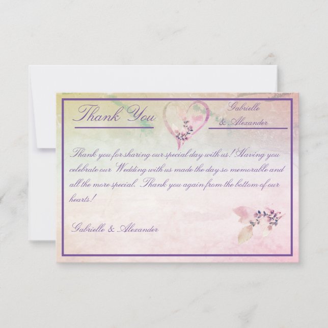Floral Above The Clouds Rose Wedding Thank You Card (Front)