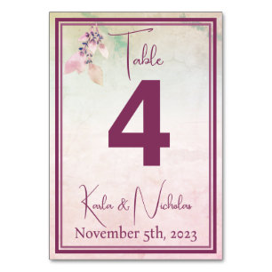 Floral Above The Clouds Wedding Table Number