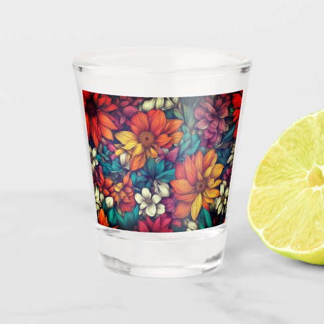 Floral Abstract #71 Shot Glass (Front)