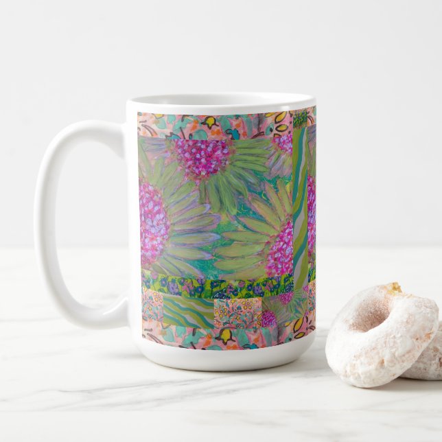 Floral Abstract 8 Coffee Mug (With Donut)