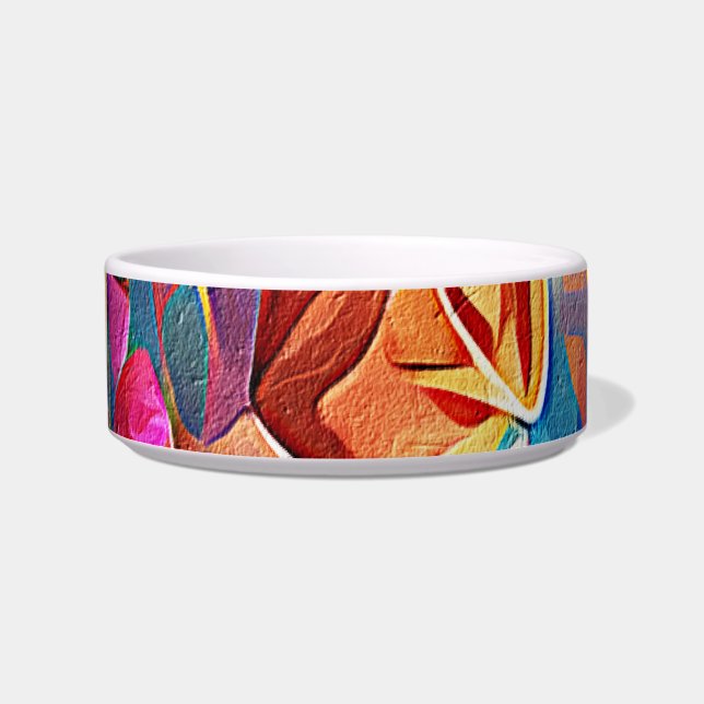 Floral Abstract Art Orange Red Blue Flowers Bowl (Front)