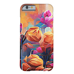 Floral Abstract Art Orange Red Blue Flowers Barely There iPhone 6 Case