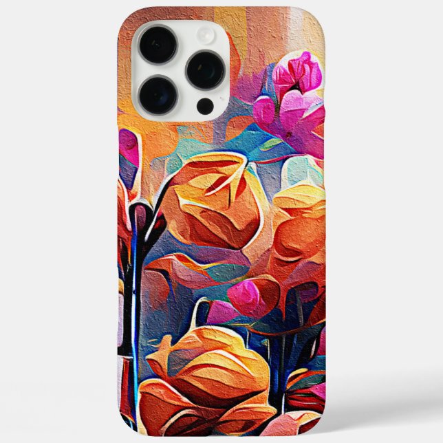 Floral Abstract Art Orange Red Blue Flowers Case-Mate iPhone Case (Back)