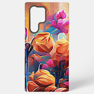 Floral Abstract Art Orange Red Blue Flowers Samsung Galaxy Case
