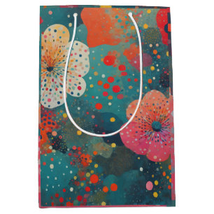 Floral abstract artwork medium gift bag