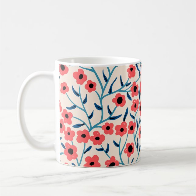 Floral Abstract: Blooming Vintage Pattern. Coffee Mug (Left)