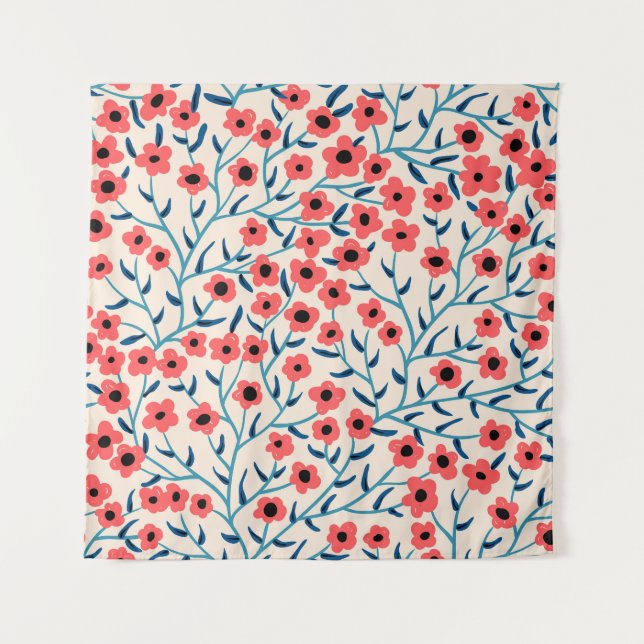 Floral Abstract: Blooming Vintage Pattern. Tapestry (Front)
