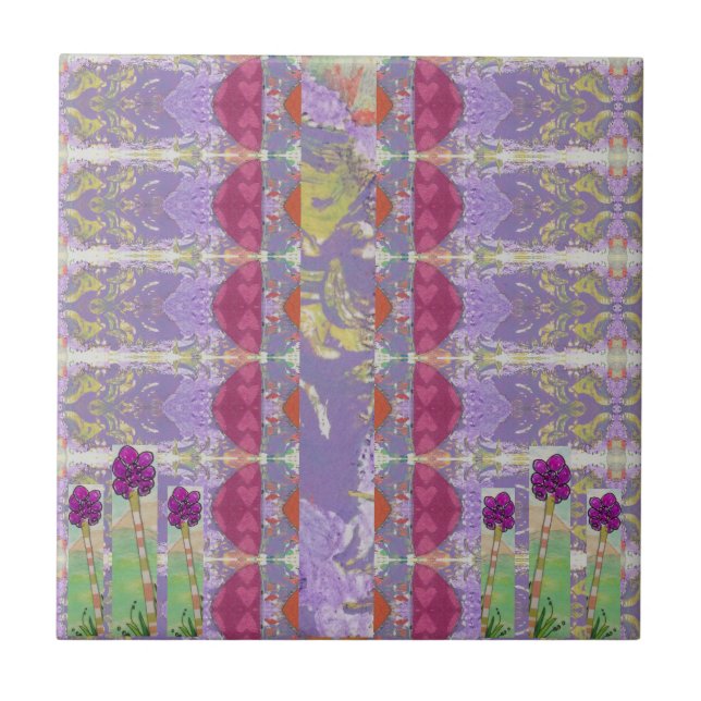 Floral Abstract Ceramic Tile (Front)