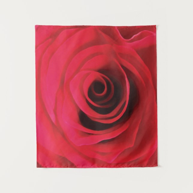 Floral abstract design, red rose tapestry (Front)