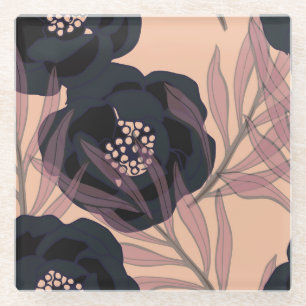 Floral abstract elegance, artistic background. glass coaster